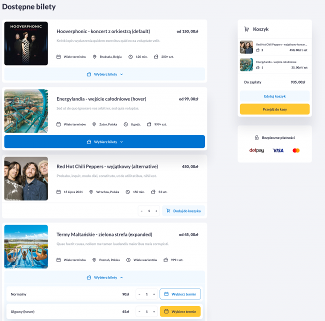 Sprzedaż biletów online Sprzedaż biletów online